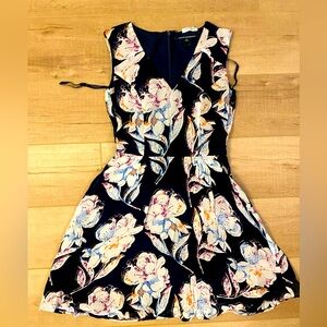 French Connection navy blue silk dress